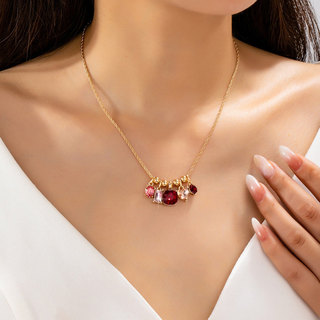 Multicolor Crystal Cluster Charm Pendant Necklace | 80N93296