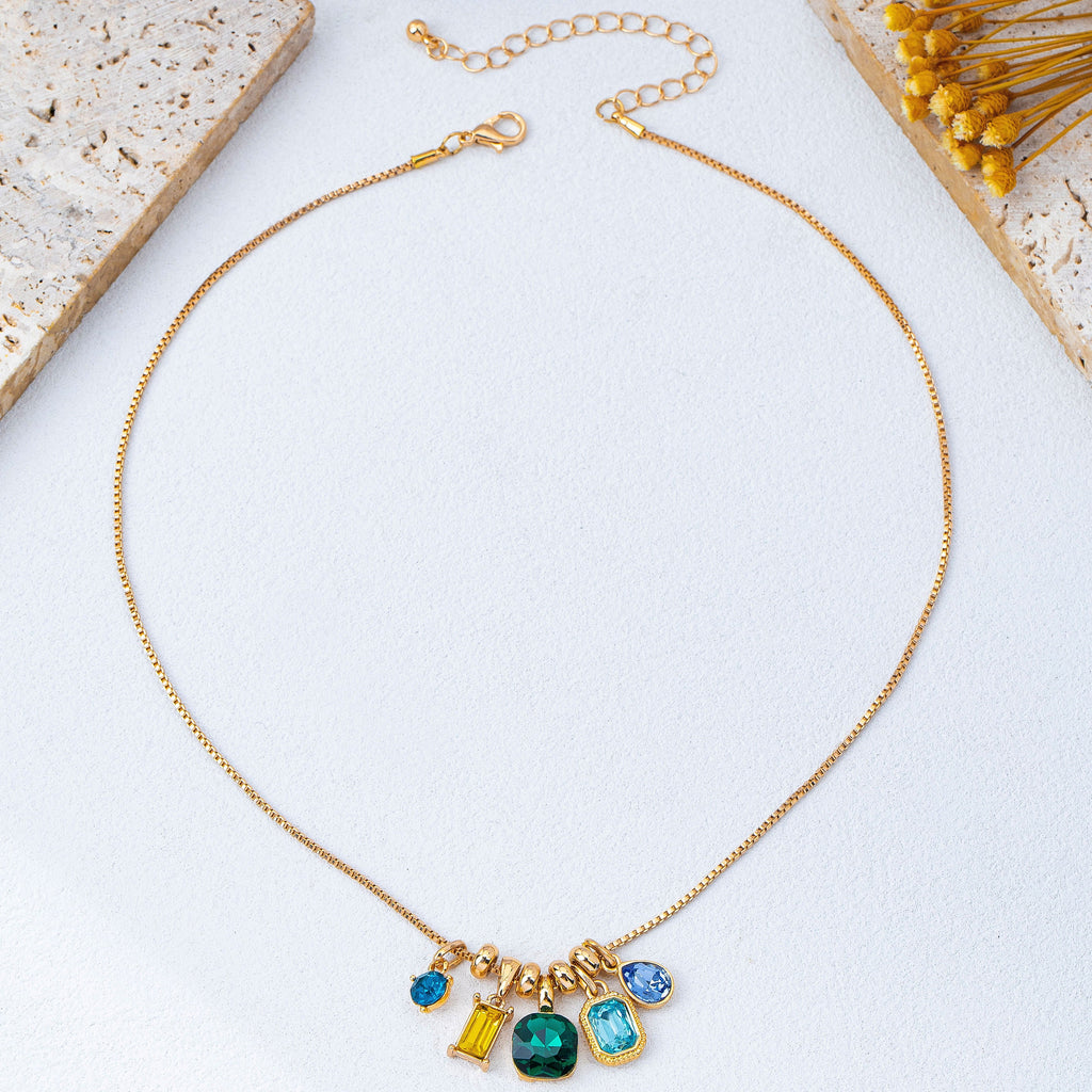 Multicolor Crystal Cluster Charm Pendant Necklace | 80N93296