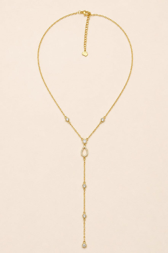 STAINLESS STEEL TARNISH FREE RHINESTONE Y NECKLACE | 40NK9734