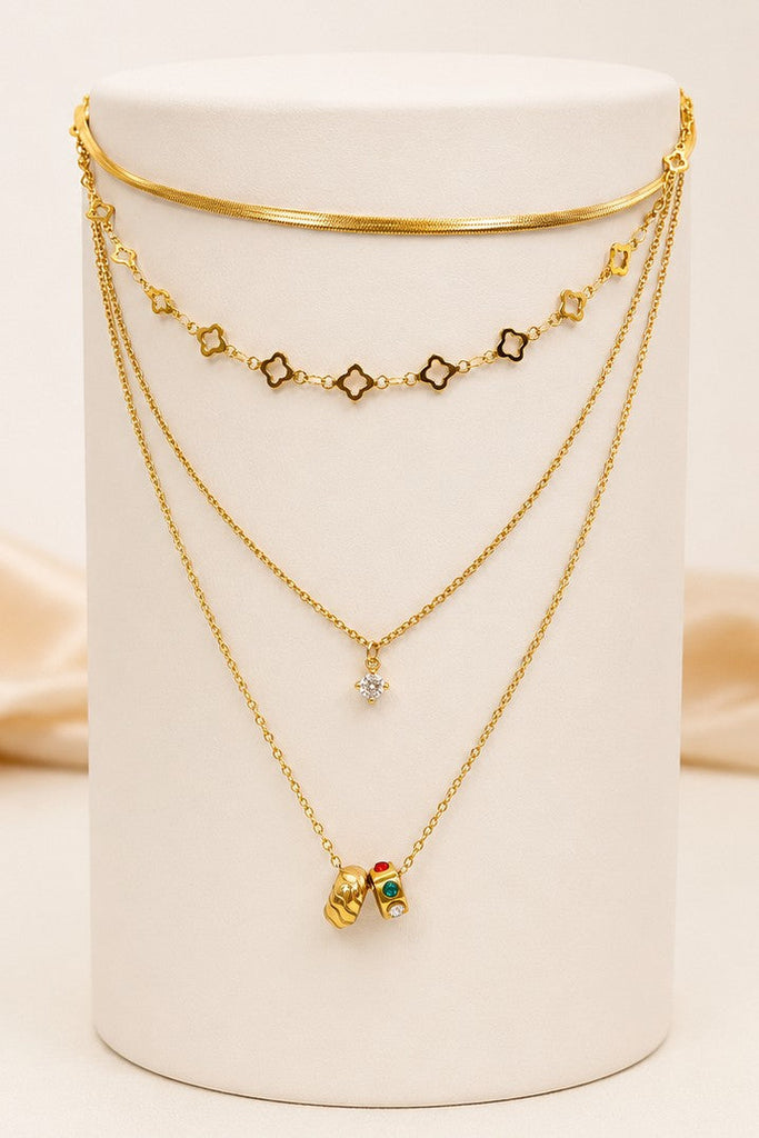 18K STAINLESS STEEL TARNISH FREE LAYERED NECKLACE | 40NK9736