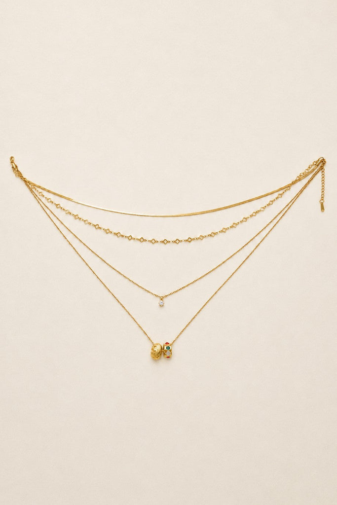 18K STAINLESS STEEL TARNISH FREE LAYERED NECKLACE | 40NK9736