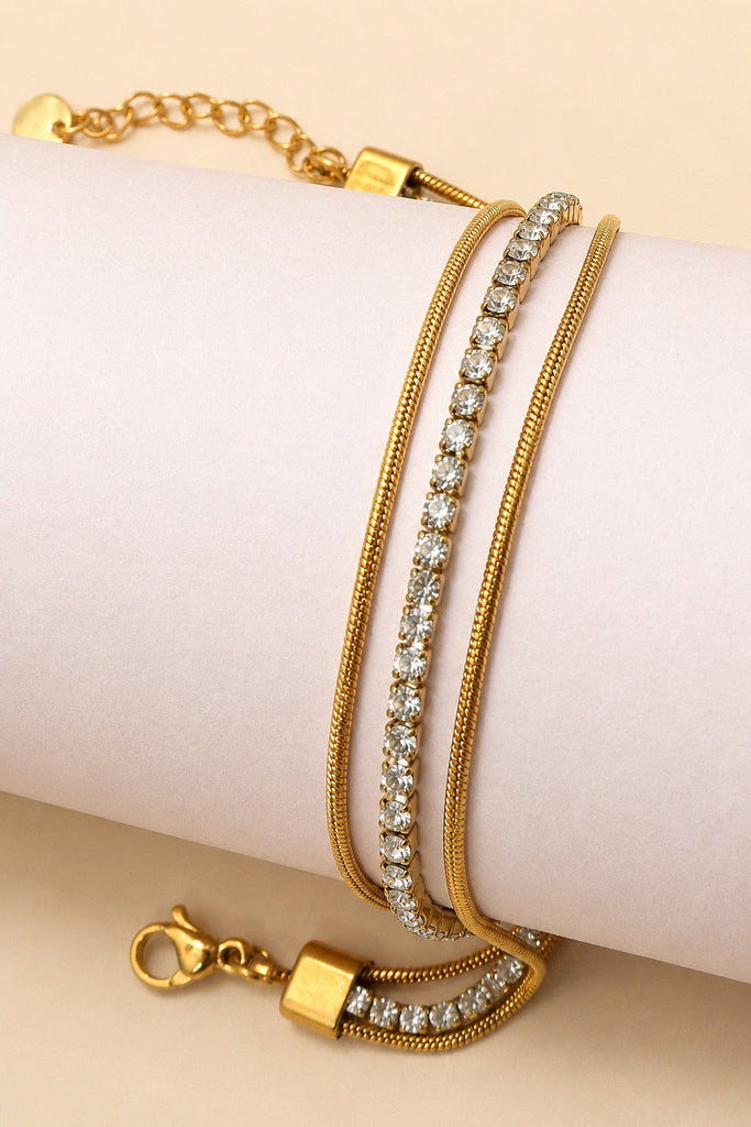 18K STAINLESS STEEL TARNISH FREE RHINESTONE BRACELET | 40B5269