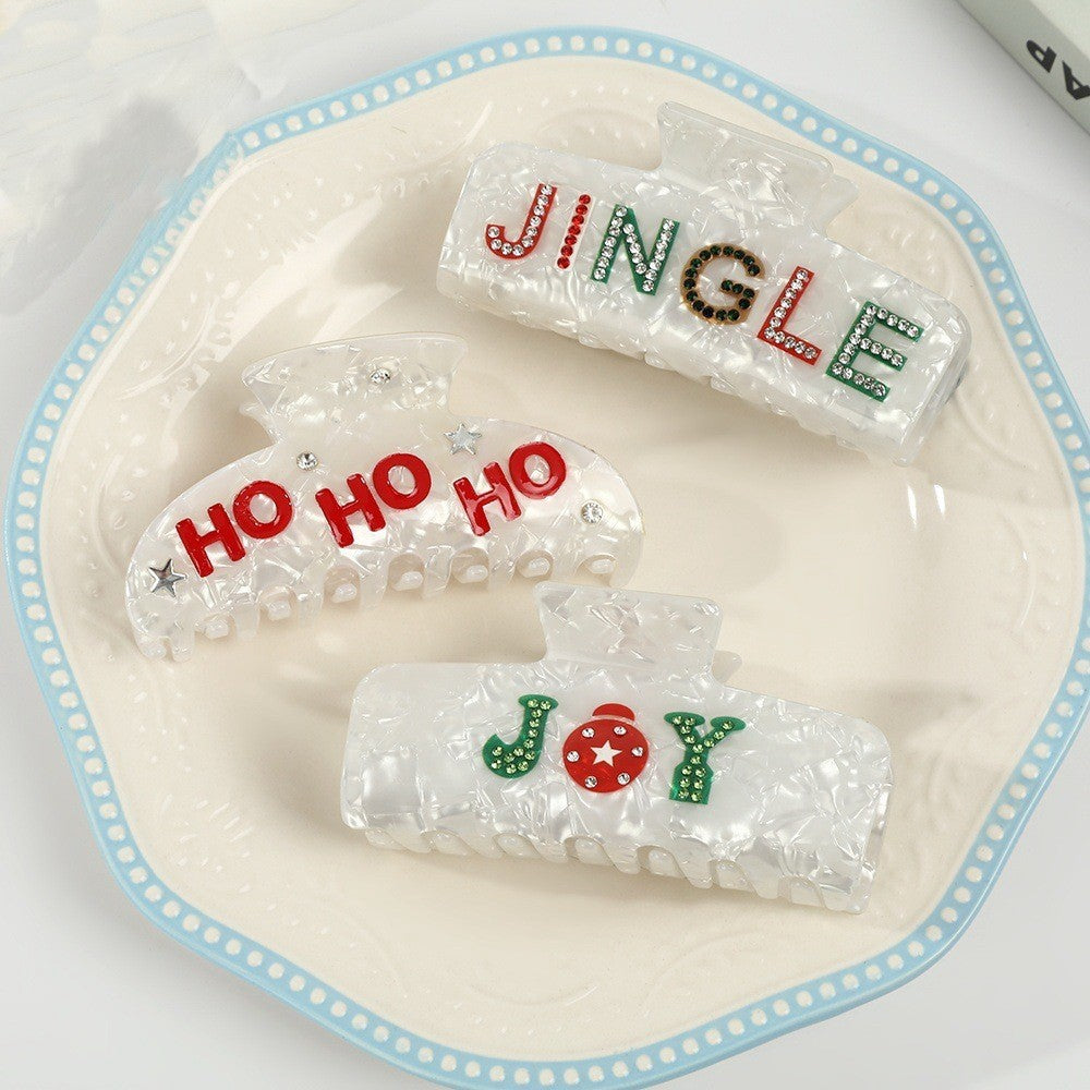Christmas Jingle Ho Ho Ho Joy Hair Claw Clips | 40H1127