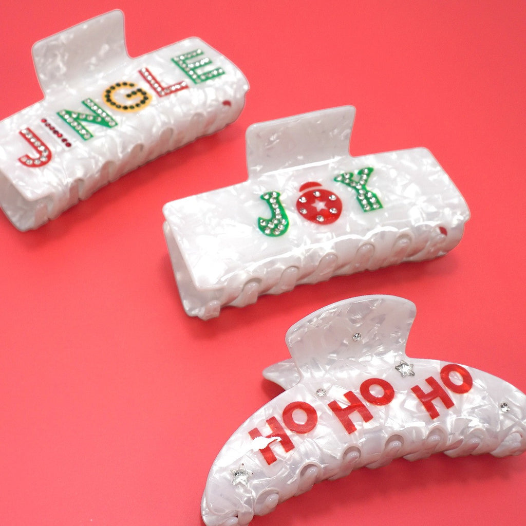 Christmas Jingle Ho Ho Ho Joy Hair Claw Clips | 40H1127