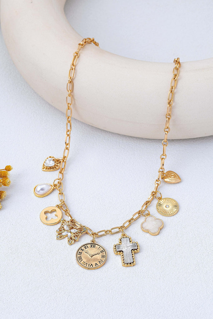 Eclectic Celestial & Vintage Charm Necklace | 80N93123