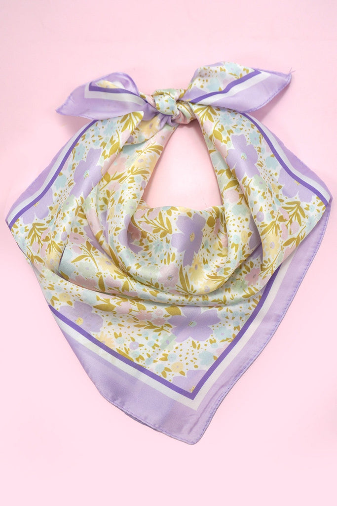 Delicate Floral Silk Finish Bandana Scarf | 40SC727