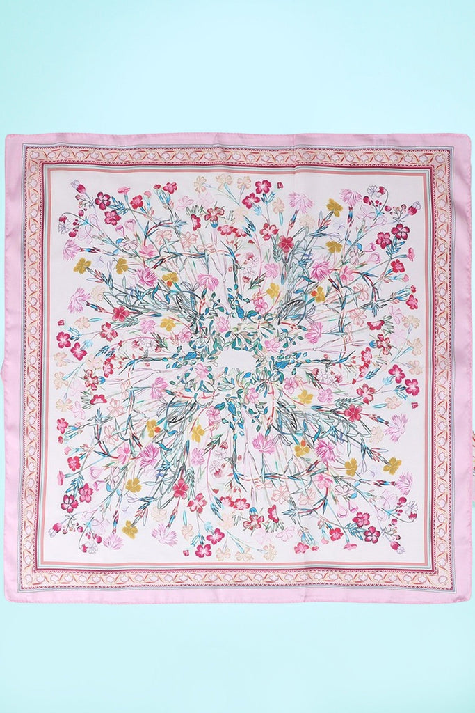 Floral Flower Silk Finish Bandana Scarf | 40SC725