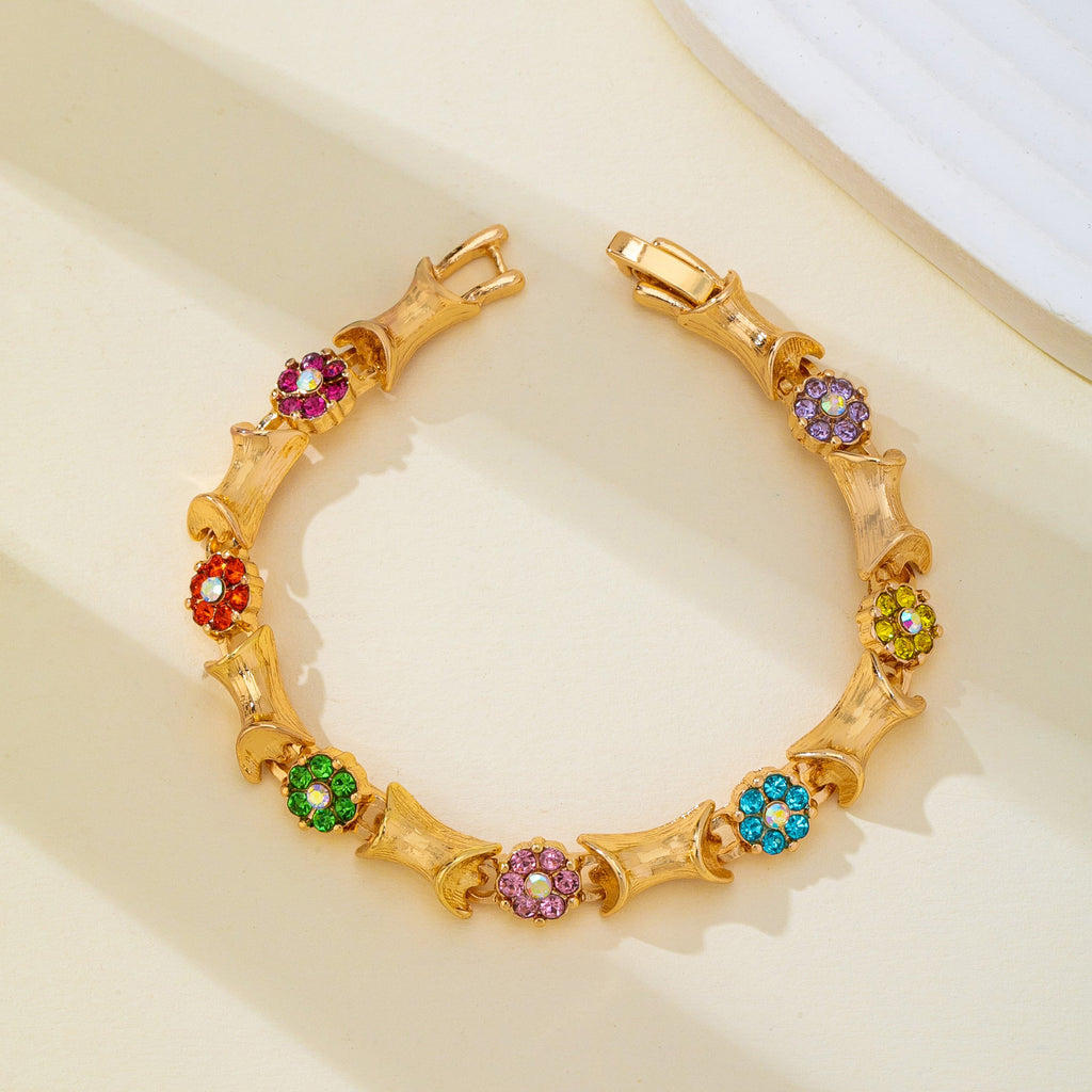 Multi Color Floral Baguette Crystal Bracelet | 80B1835