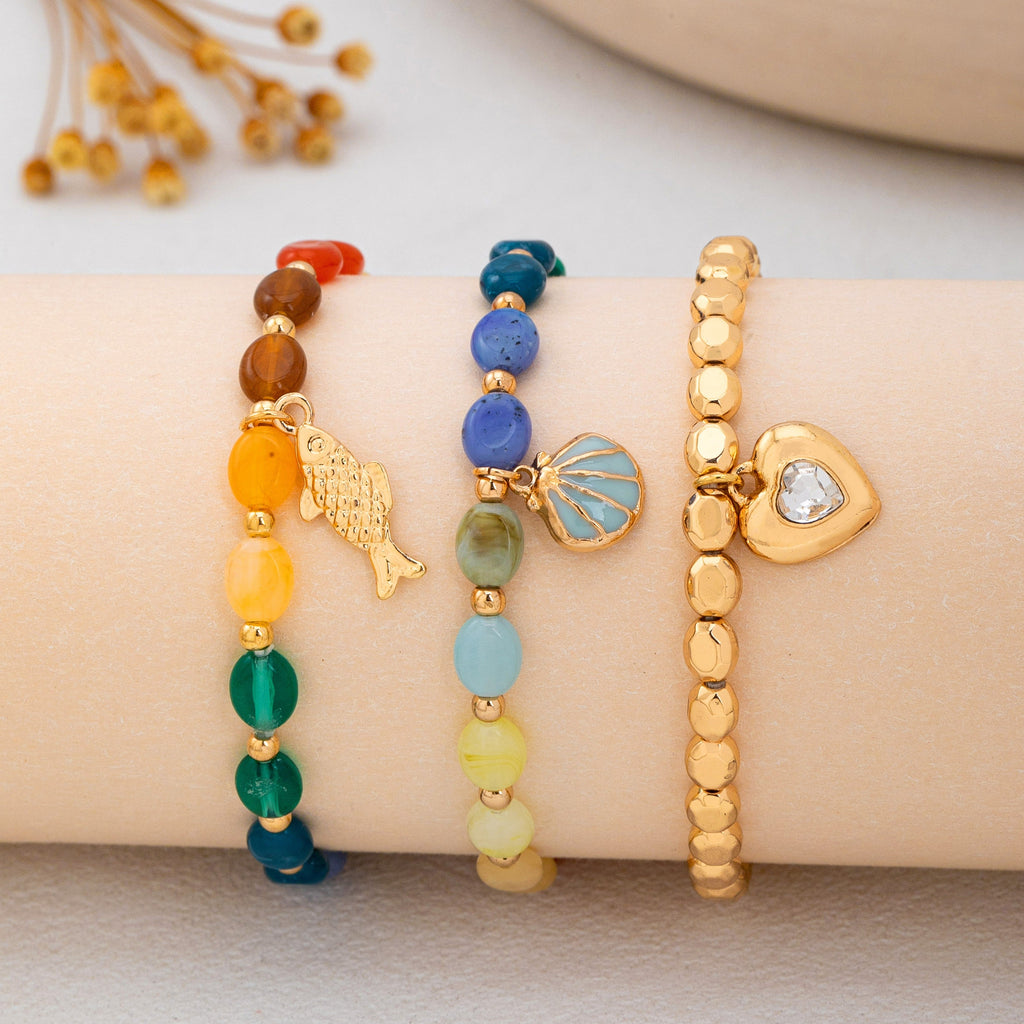 Multi-Color Beaded Layered Charm Bracelet | 80B1727