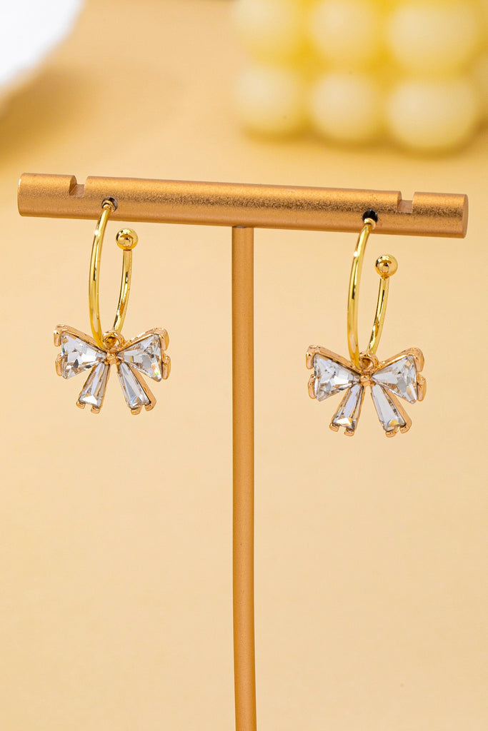 Crystal Bow Hoop Earrings | 80E62501