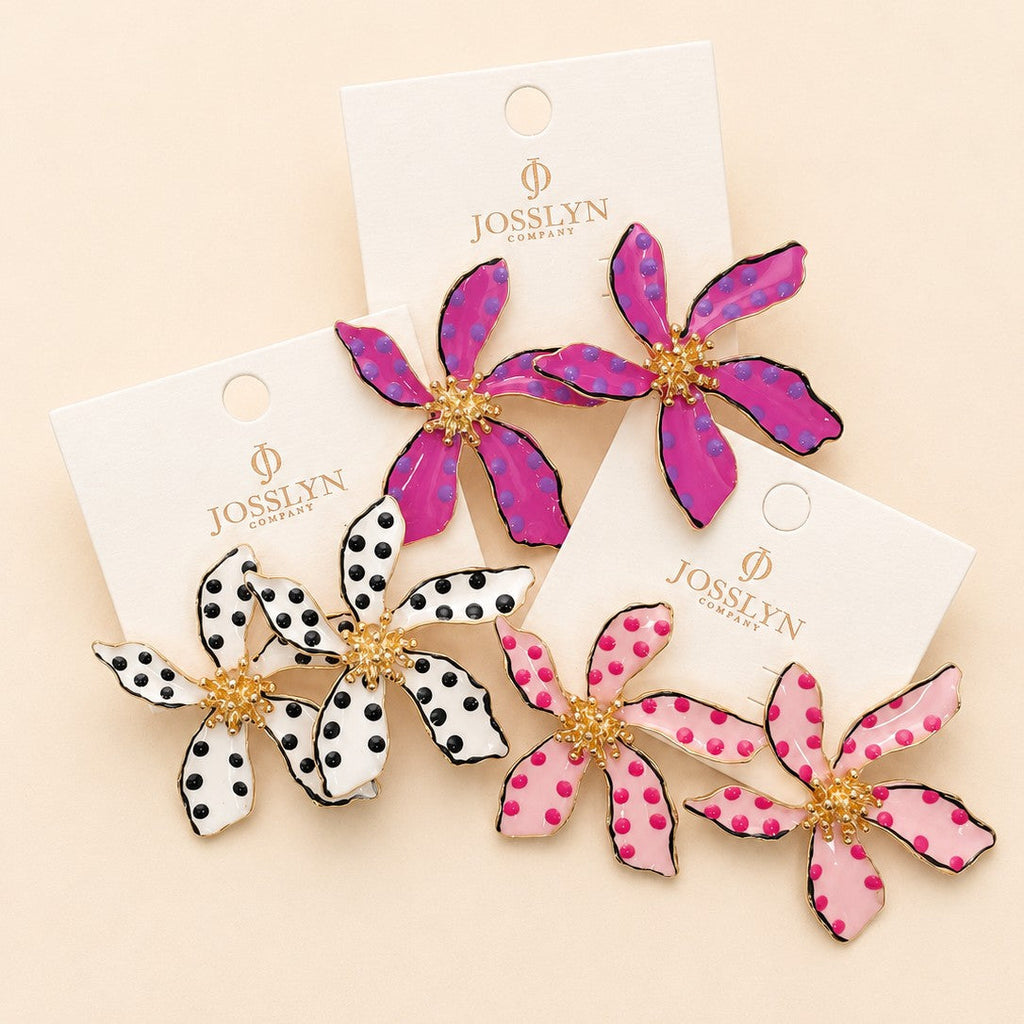 LARGE POLKA DOT FLOWER STUD EARRINGS | 40E523