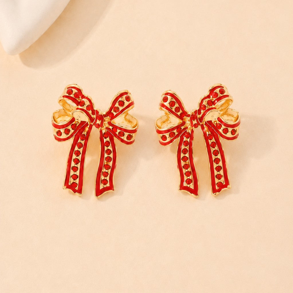 CHARMING RHINESTONE BOW EARRINGS | 40E524
