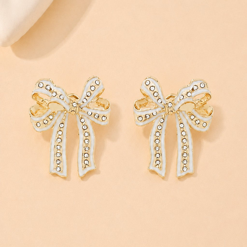 CHARMING RHINESTONE BOW EARRINGS | 40E524