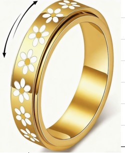 18K STAINLESS STEEL TARNISH FREE DAISY SPINNER RING | 40R155
