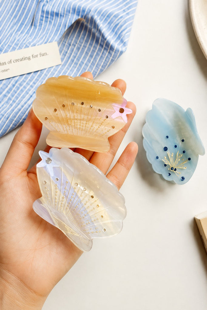 Seashell Rhinestone Acetate Hair Claw Clip | 40H1135