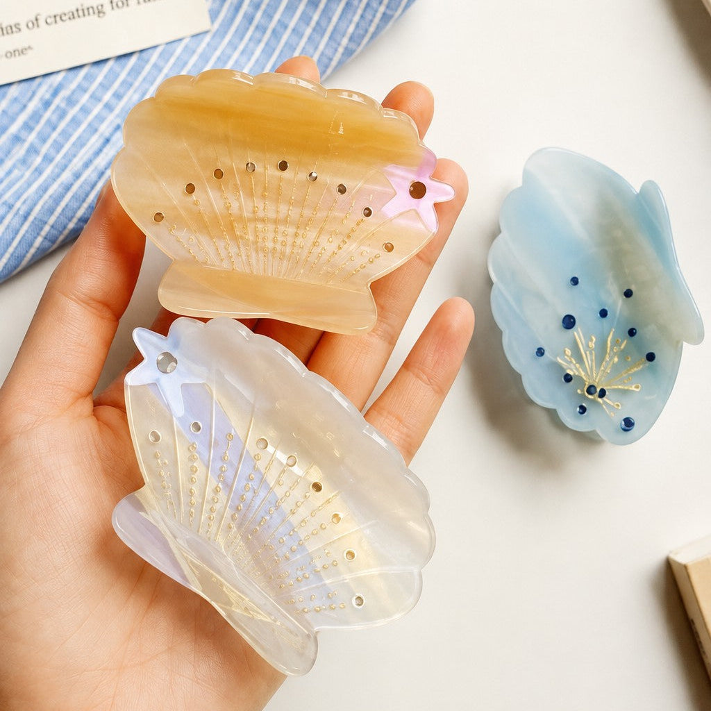 Seashell Rhinestone Acetate Hair Claw Clip | 40H1135