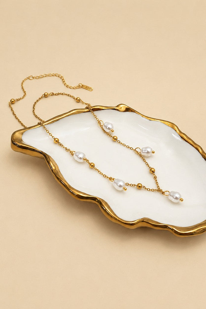 STAINLESS STEEL TARNISH FREE PEARL NECKLACE | 40NK9745