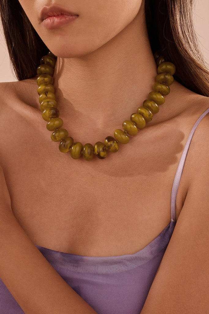 Chunky Beaded Natural Swirl Statement Necklace | 40NK9741