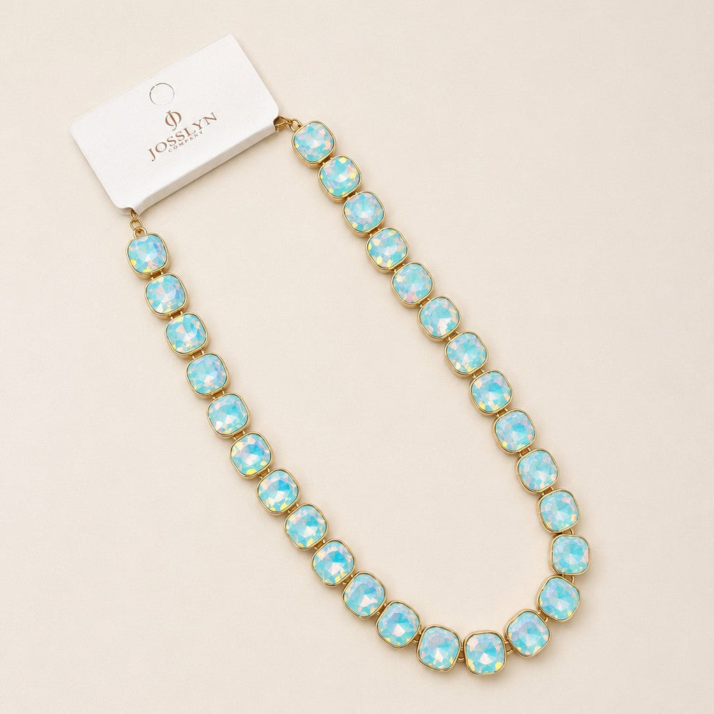 Opalescent Cushion-Cut Crystal Statement Necklace | 40NK9743