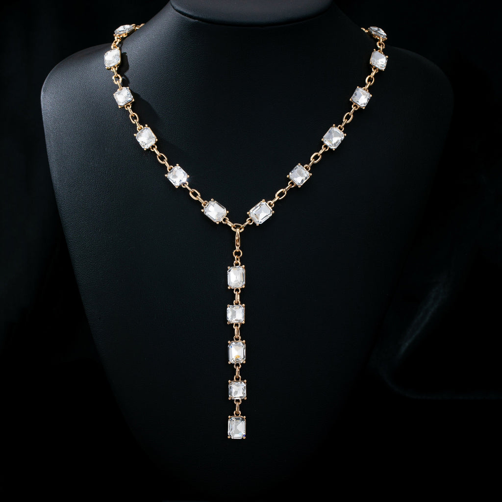 Emerald-Cut Crystal Y-Drop Lariat Necklace | 80N93390