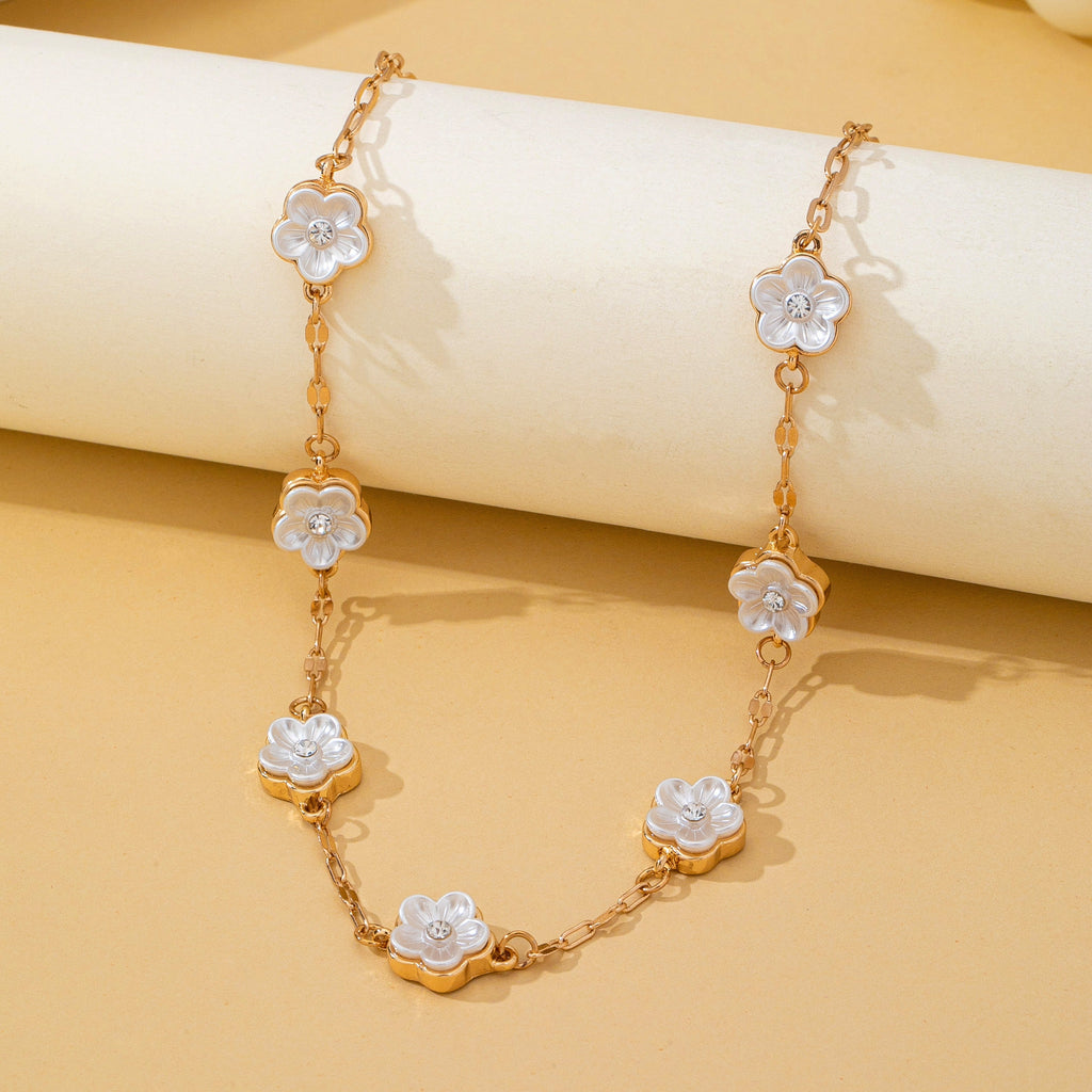 Mother-of-Pearl Floral Station Necklace | 80N93396