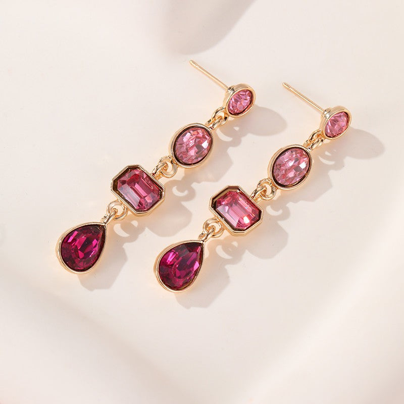 4 Tier Drop Layer Rhinestone Earrings | 40E527