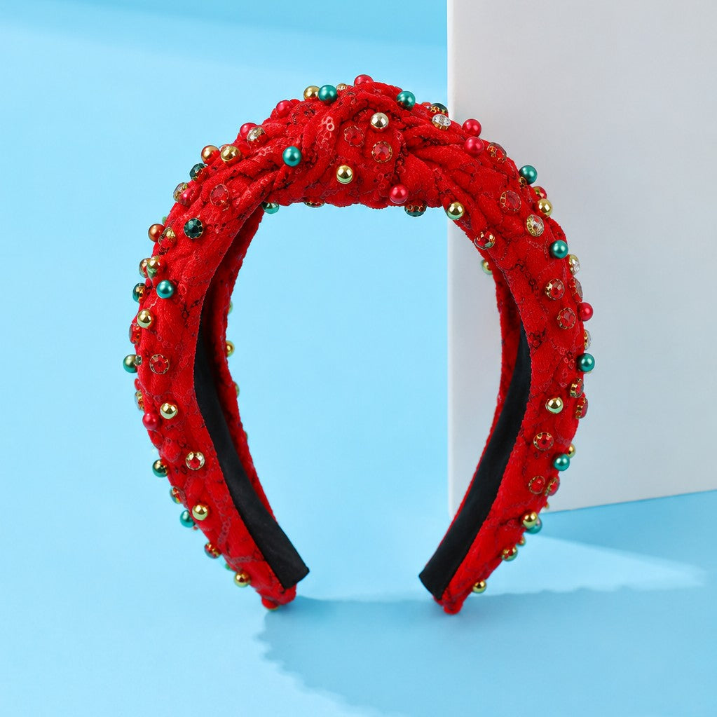 CHRISTMAS JINGLE BELL SEED BEAD HAIR BAND HEADBAND | 40HB206