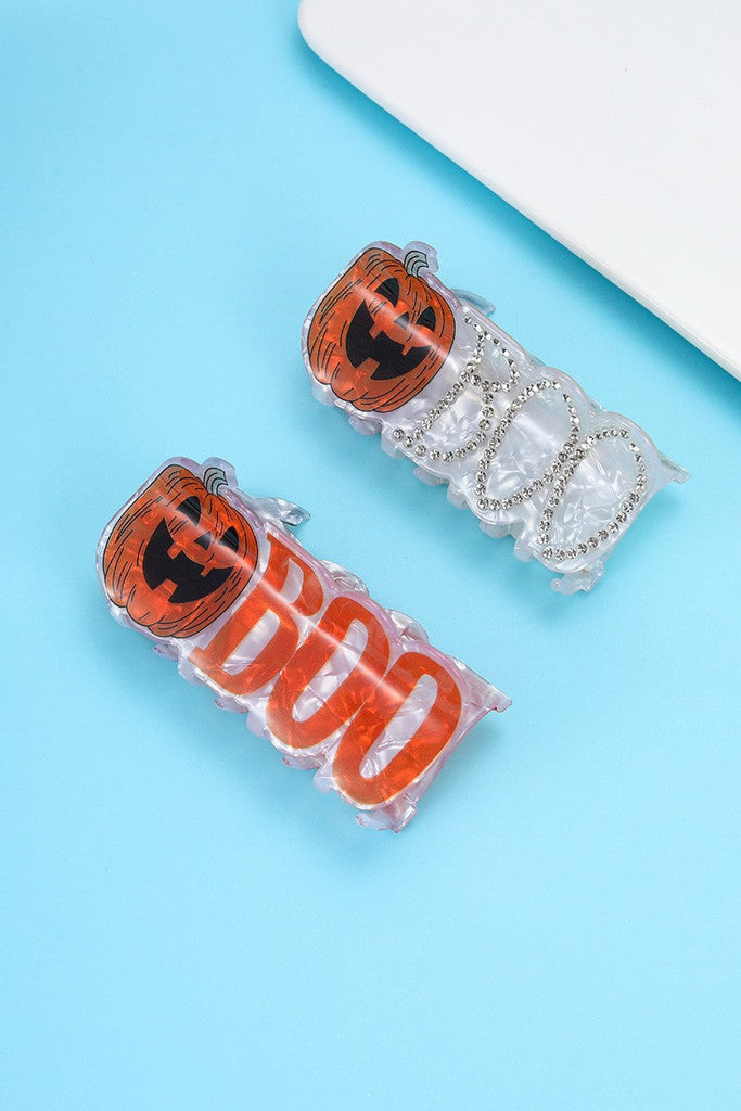 LARGE HALLOWEEN CROSS BOO HAIR CLAW CLIPS | 40H1139