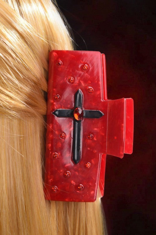 LARGE HALLOWEEN CROSS BOO HAIR CLAW CLIPS | 40H1139
