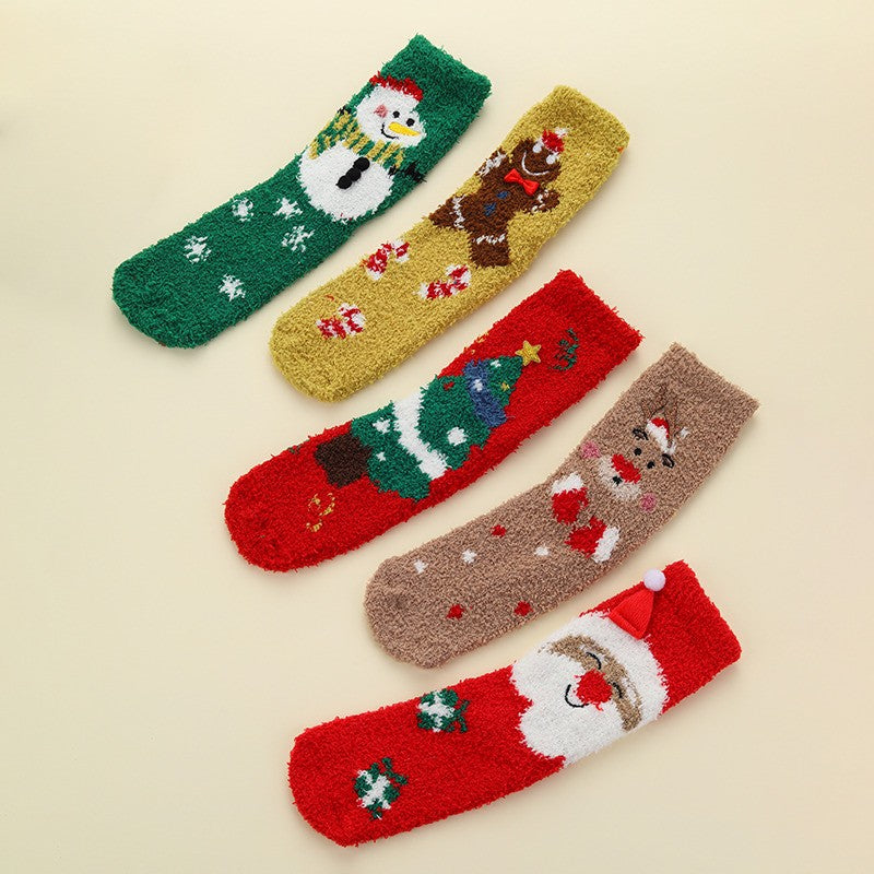 Cozy Holiday Christmas Character Fuzzy Crew Socks | 40S02094