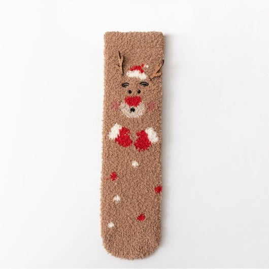 Cozy Holiday Christmas Character Fuzzy Crew Socks | 40S02094