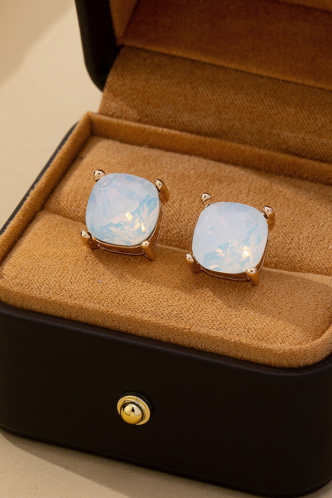Classic Crystal Opal Rose CushionCut Stud Earrings| 80E62630