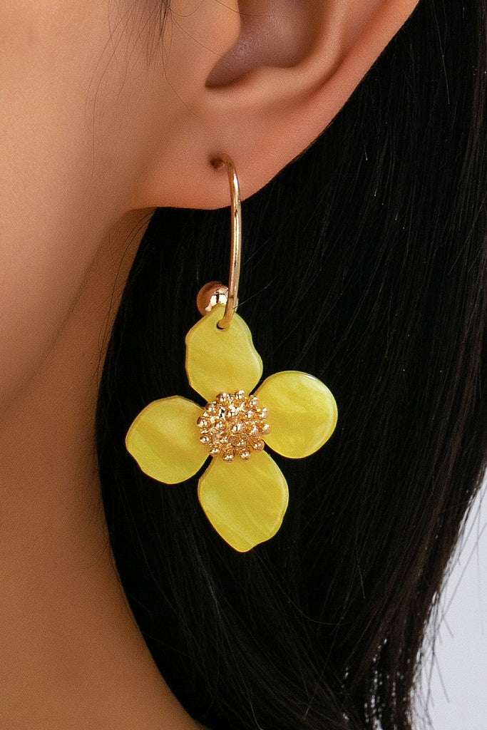 Acrylic Floral Dangle Hoop Earrings | 80E62620