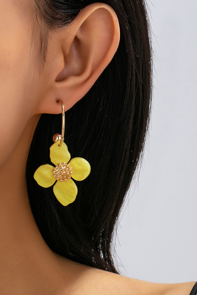 Acrylic Floral Dangle Hoop Earrings | 80E62620