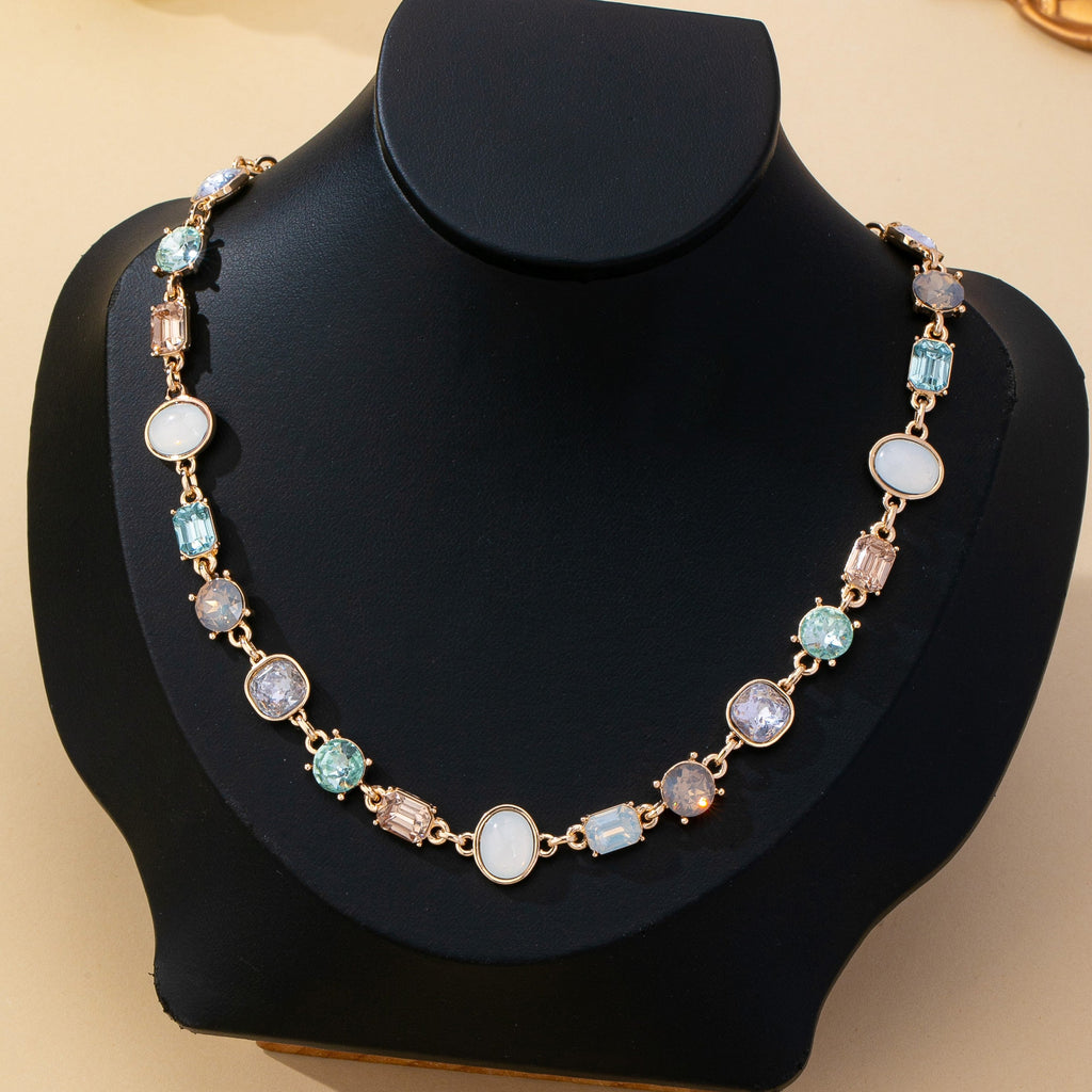 Multi Gemstone Opal Crystal Link Necklace | 80N93406