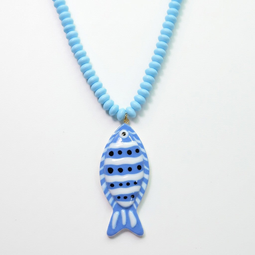 Blue Fish Pendant Beaded Necklace | 40NK9750