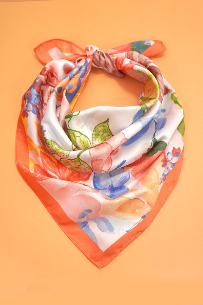 Floral Flower Silk Finish Bandana Scarf | 40SC730
