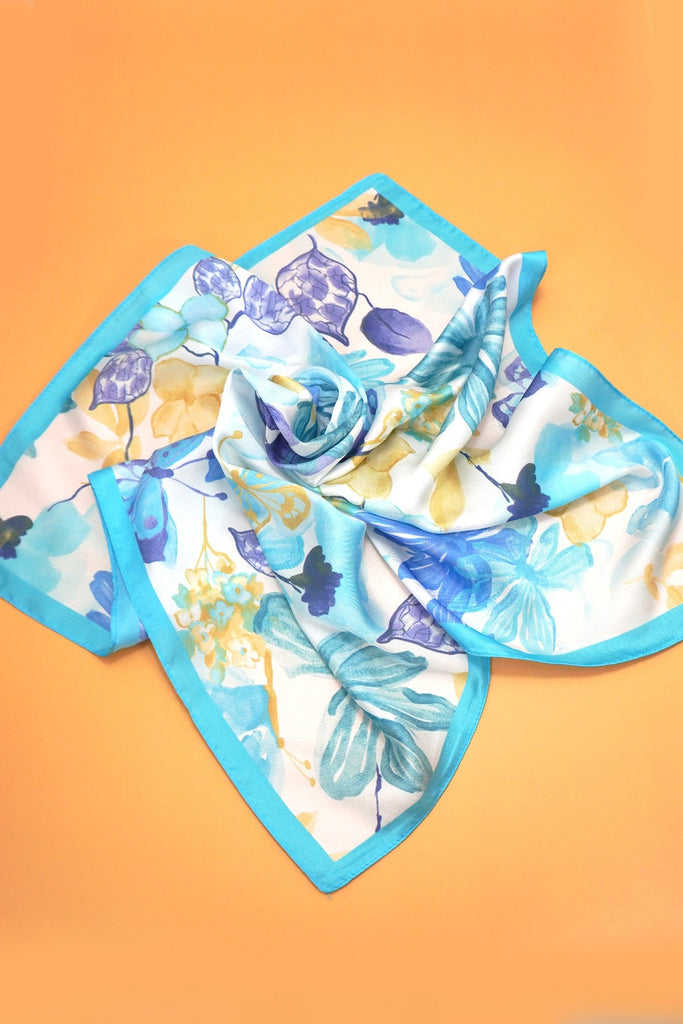 Floral Flower Silk Finish Bandana Scarf | 40SC730