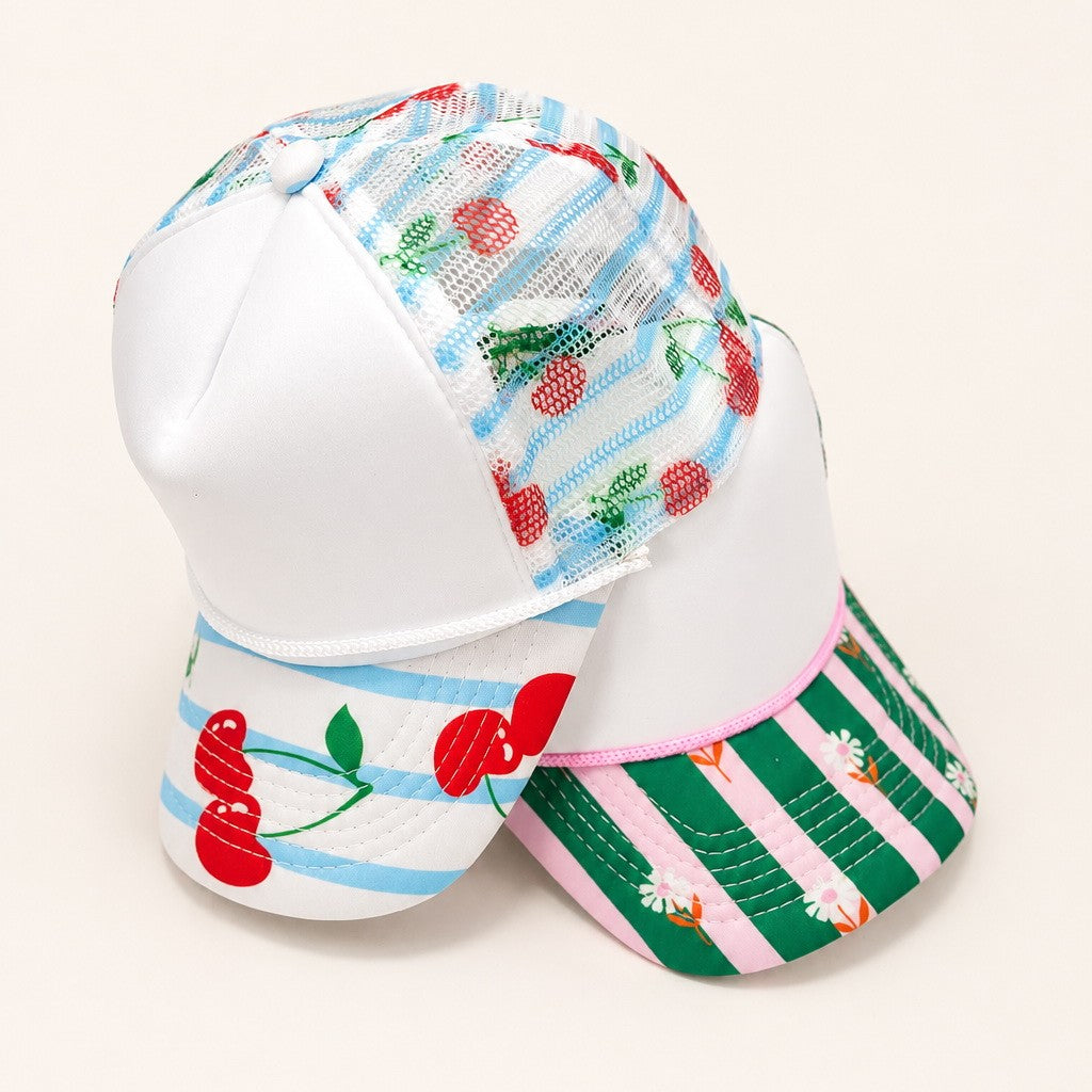 Fruit and Floral Print Foam Mesh Trucker Hat | 40HW759