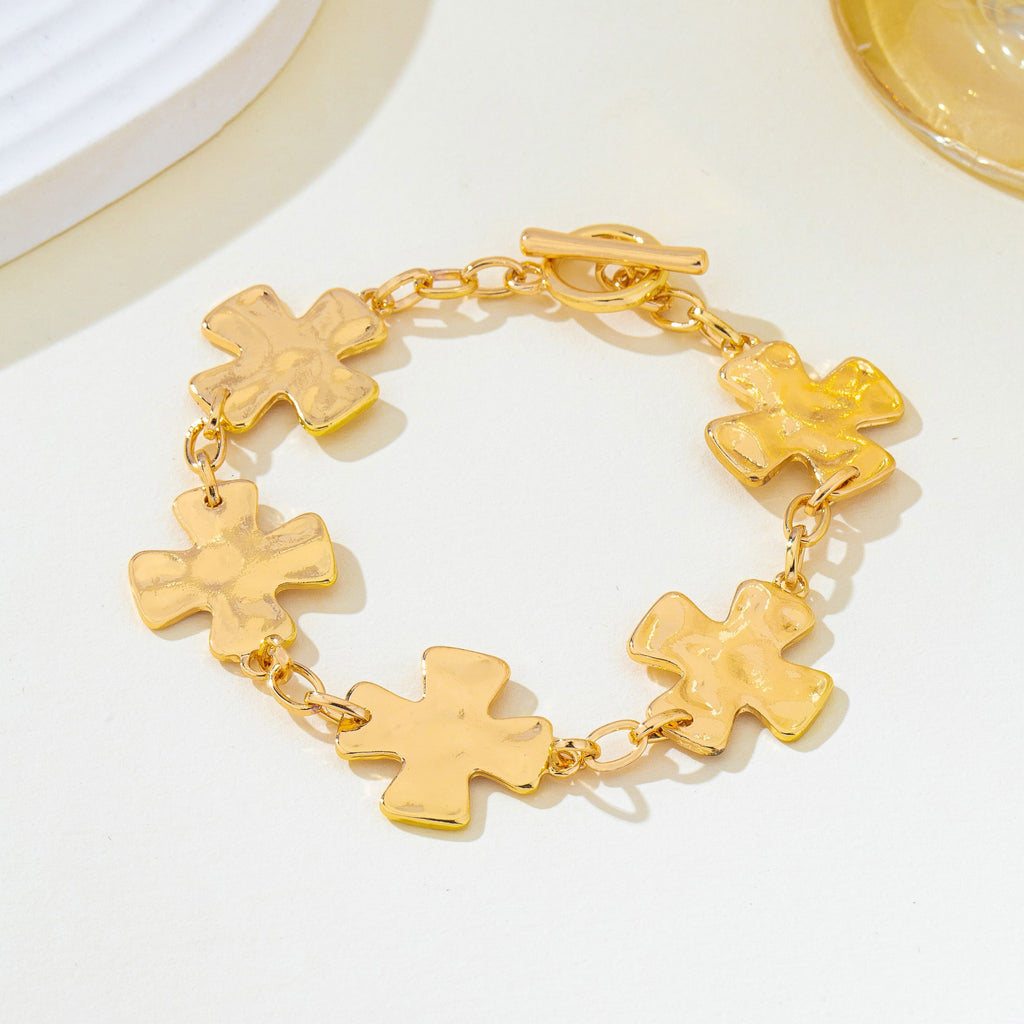 Textured Hammered Cross Link Bracelet | 80B1864