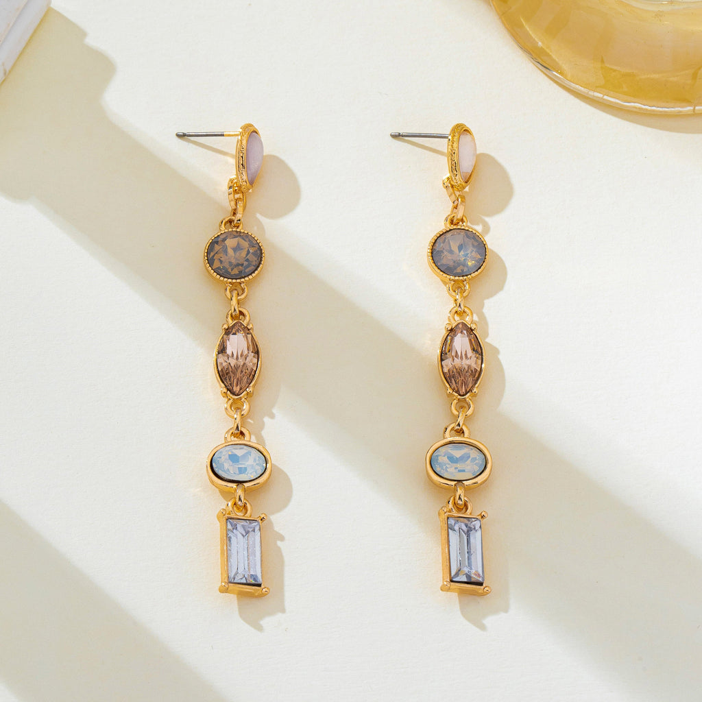 Multi Shape Gemstone Linear Drop Earrings | 80E62689