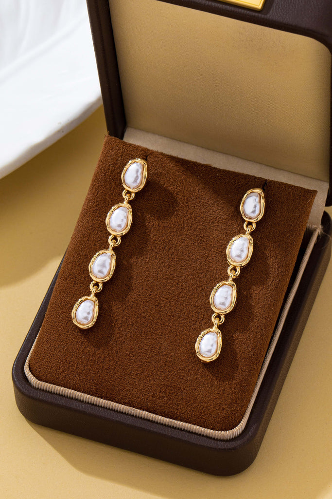 Organic Baroque Pearl Linear Drop Earrings | 80E62691
