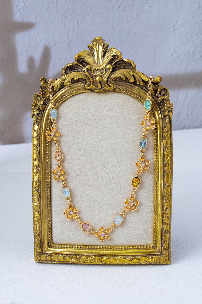 Vintage Floral & Pastel Crystal Link Necklace | 80N93432