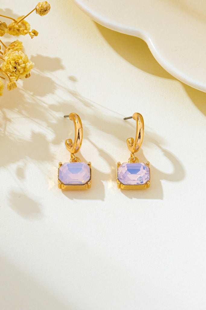 Crystal Emerald-Cut Huggie Hoop Earring | 80E62706