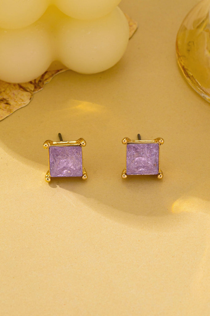 Square-cut glitter Stone Stud Earring | 80E62708