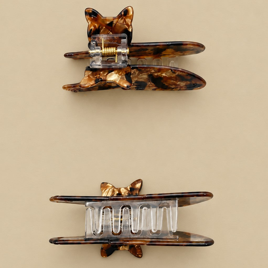 Tortoiseshell Reclining Cat Hair Claw Clip | 40H1221