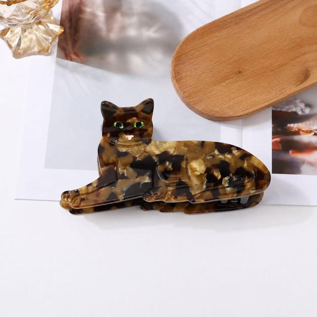 Tortoiseshell Reclining Cat Hair Claw Clip | 40H1221