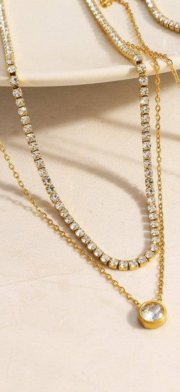 18K STAINLESS STEEL TARNISH FREE LAYERED NECKLACE | 40NK9761