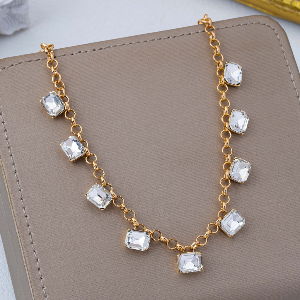 Emerald-Cut Crystal Chain Necklace | 80N93470