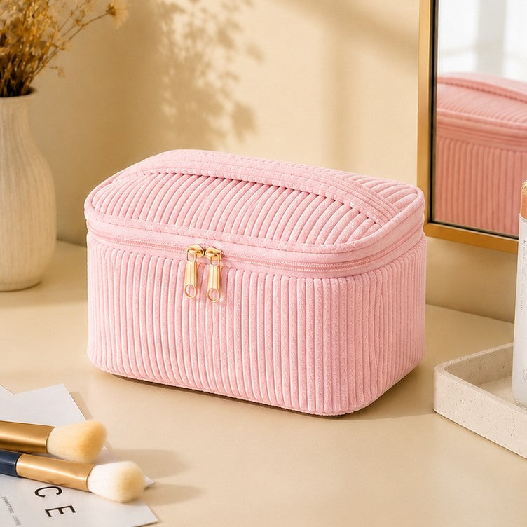 CORDUROY COSMETIC MAKEUP POUCH BAG | 40P635